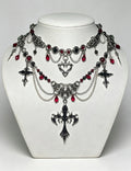 Halloween Gothic Blood Red Crystal Cross Choker 6W6JNC884