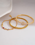 Trendy Cubic Zirconia Gold Plated Chain Bracelet 6W6JBR568