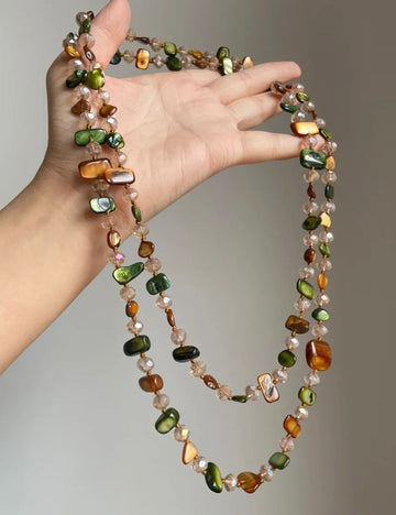 Boho-style Colorful Beaded Chain Necklace 6W6JNC669