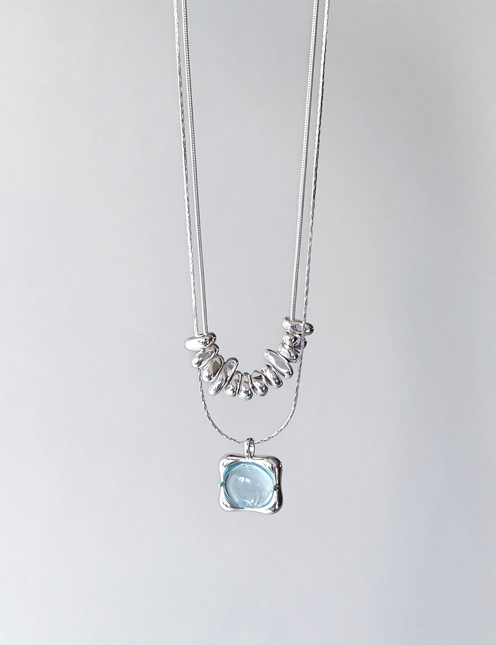 Fresh Crystal Square Pendant Choker Necklace 6W6JNC1058