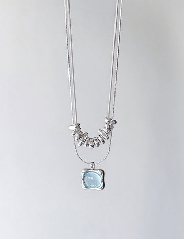 Fresh Crystal Square Pendant Choker Necklace 6W6JNC1058
