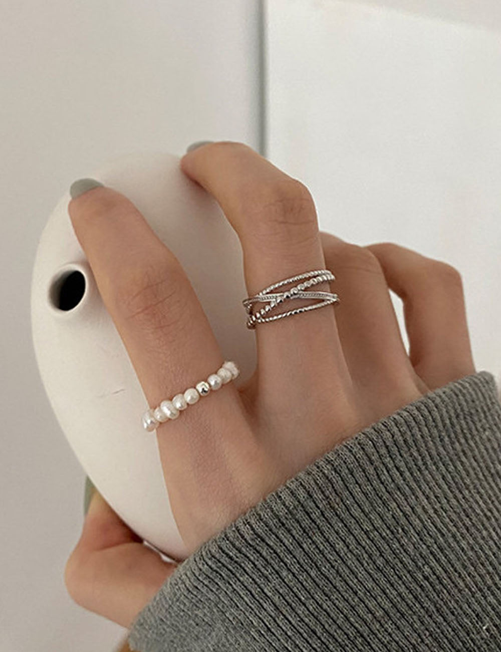 Cross Band Bead Ring - DippedShop Wholesale - #5811