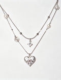 Double-Layer Cubic Zirconia Heart Pendant Necklace 6W6JNC381L