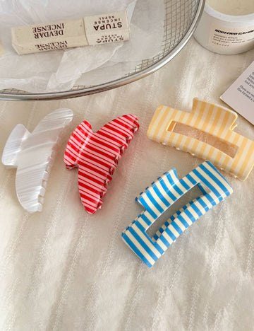Fresh Color Block Striped Acetate Hair Claw 6HCP1278