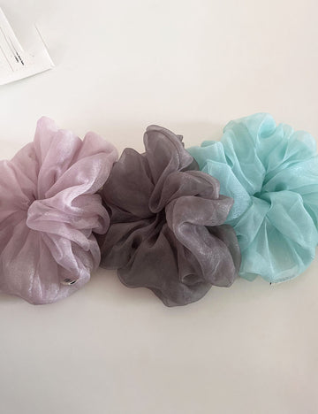 Refined Shimmery Sheer Organza Fluffy Elastic Scrunchie MK2BW6W6HSR83