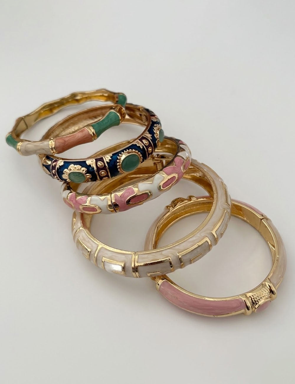 Vintage Enamel Gold Cuff Dripping Oil Bangle Bracelet 6W6JBR609