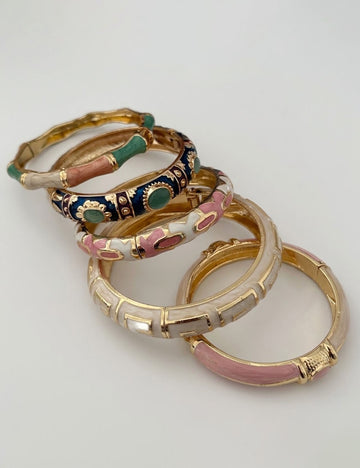 Vintage Enamel Gold Cuff Dripping Oil Bangle Bracelet 6W6JBR609