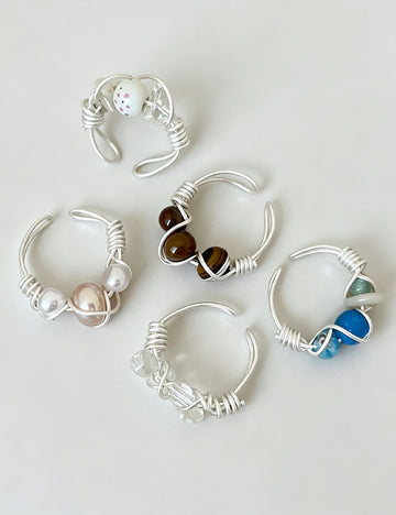 Open Pearl Wrapped Ring - DippedShop Wholesale - #0899