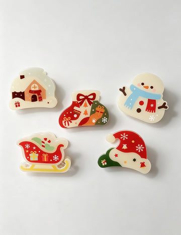 Cute Cartoon Print Snowman Christmas Hair Claw 6W6HCP1616