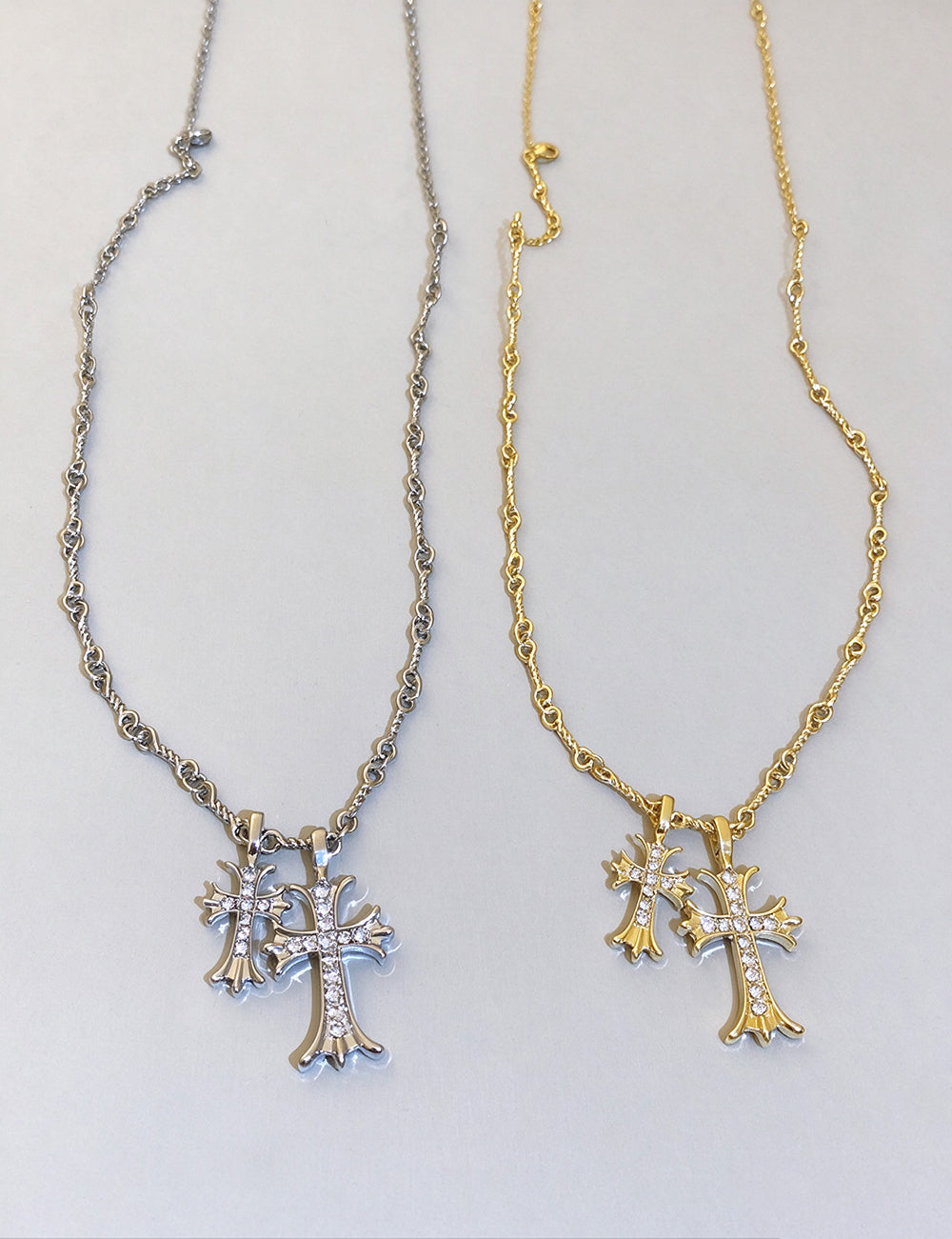 Elegant Gold Plated Rhinestones Cross Pendant Necklace 6W6JNC974