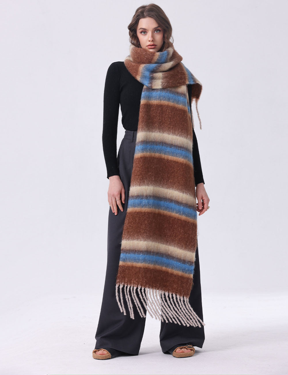 Mohair Tassel Scarf - DippedShop Wholesale - #1475