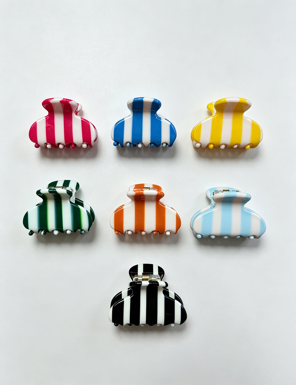 Vintage Striped Acetate Mini Hair Claw Clips 6W6HCP1681