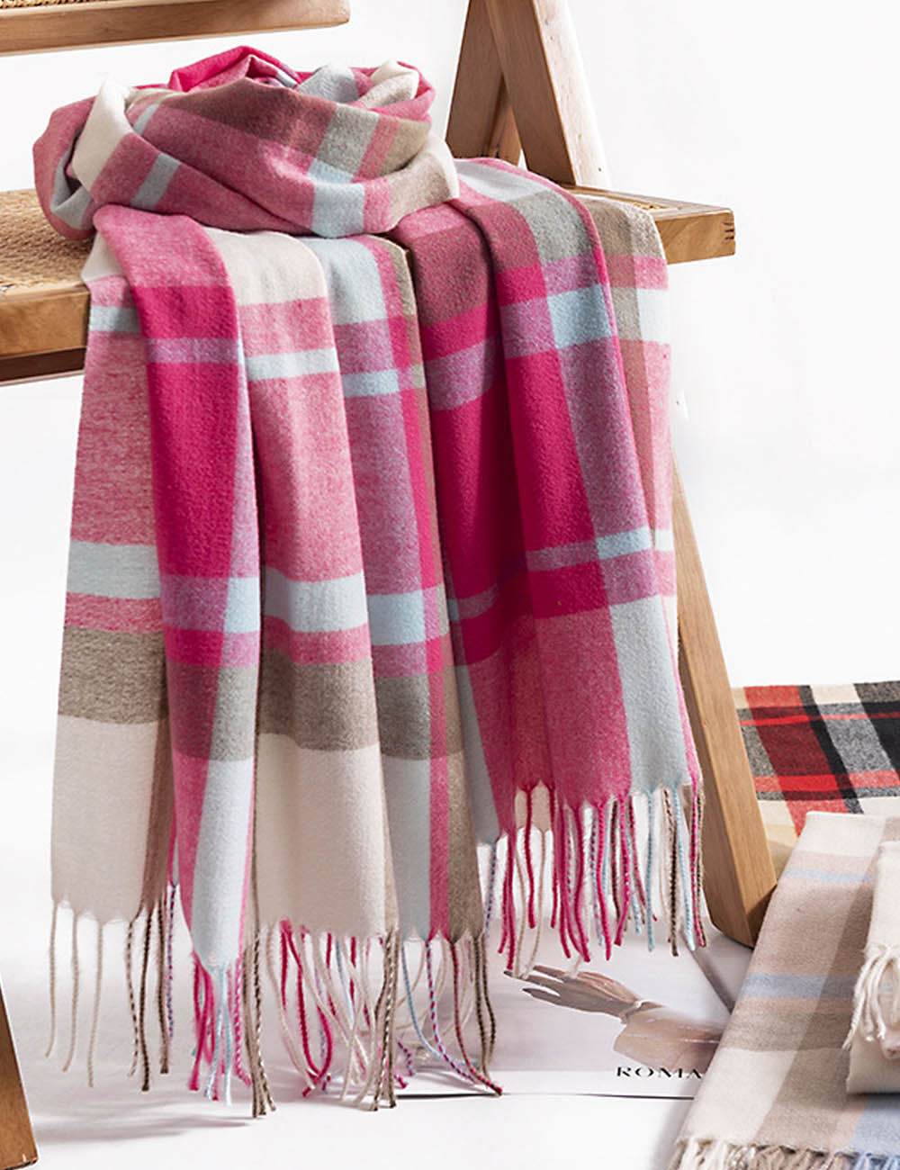 Plaid Tassel Scarf - DippedShop Wholesale - #9667
