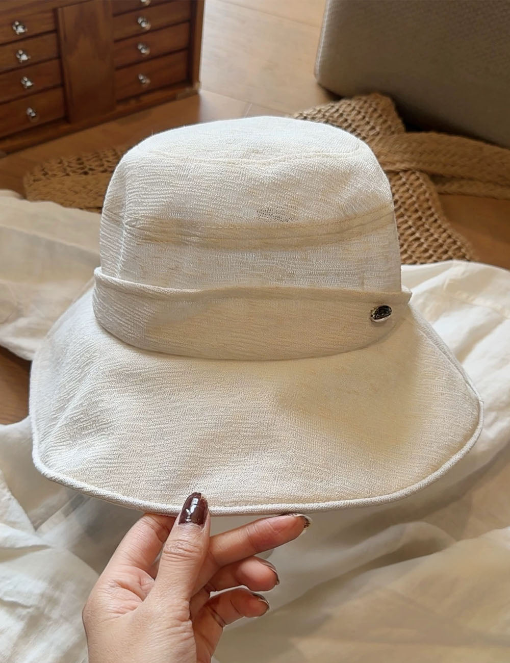Linen Wide Brim Bucket Hat - DippedShop Wholesale - #9283