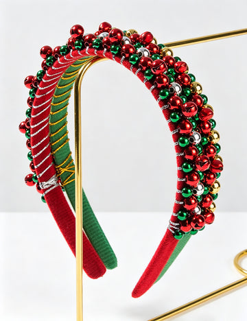 Christmas Red Green Jingle Bell Wraped Headband 6W6HBD363