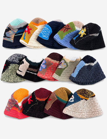 Color Block Splice Floral Jacquard Bucket Hat 6W6HAT634