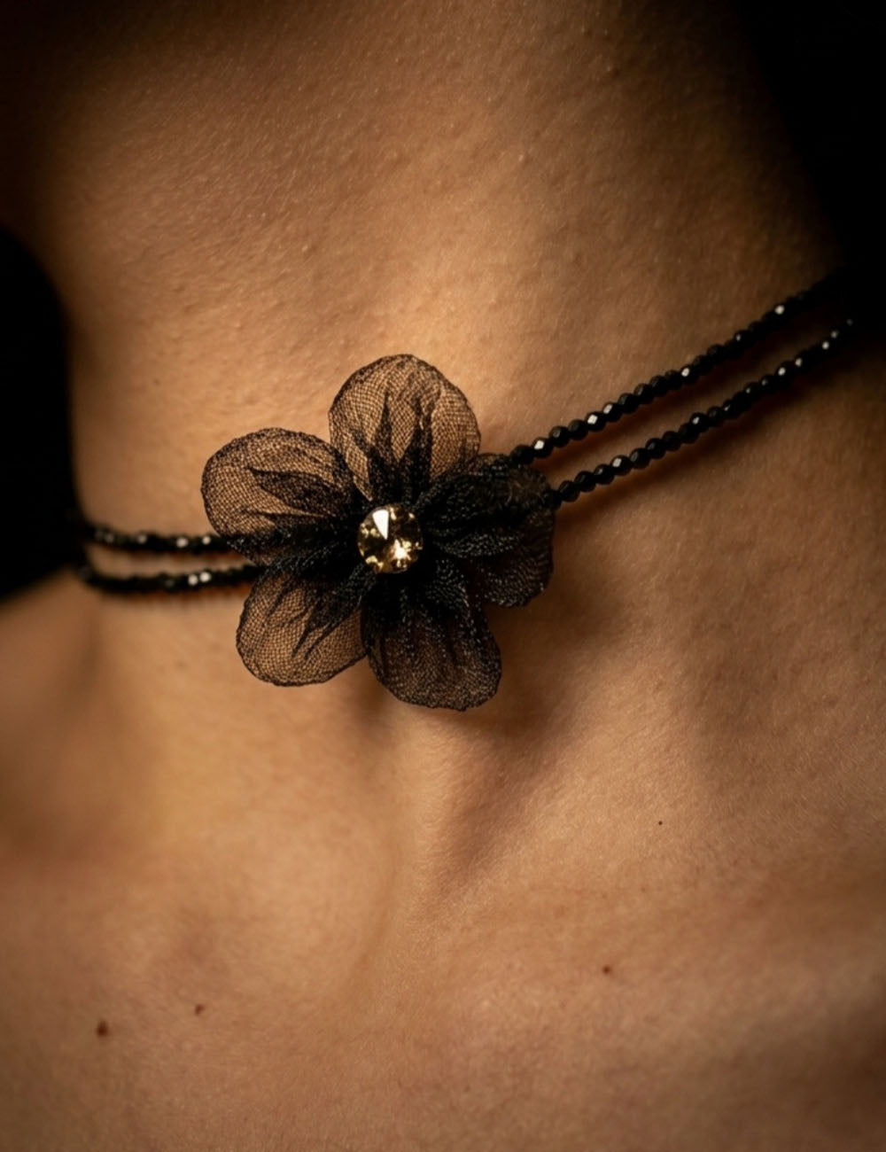 Crystal Flower Charm Beaded Necklace - DippedShop Wholesale - #0675