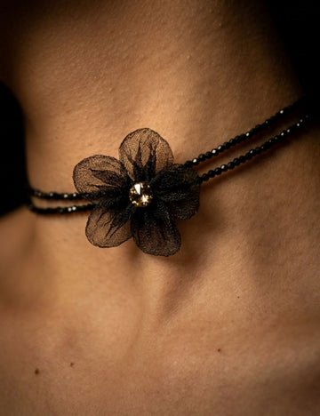 Crystal Flower Charm Beaded Necklace - DippedShop Wholesale - #0675