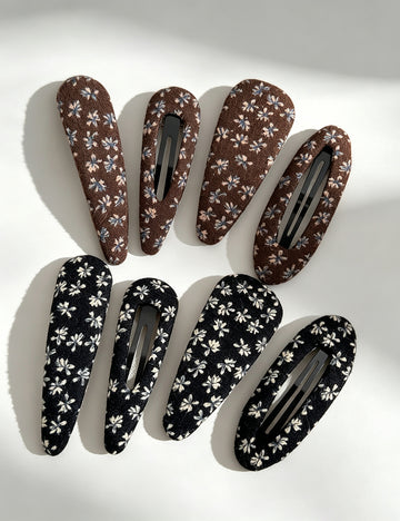 Elegant Floral Print Oval No Crease Hair Clip 6W6HCP1628