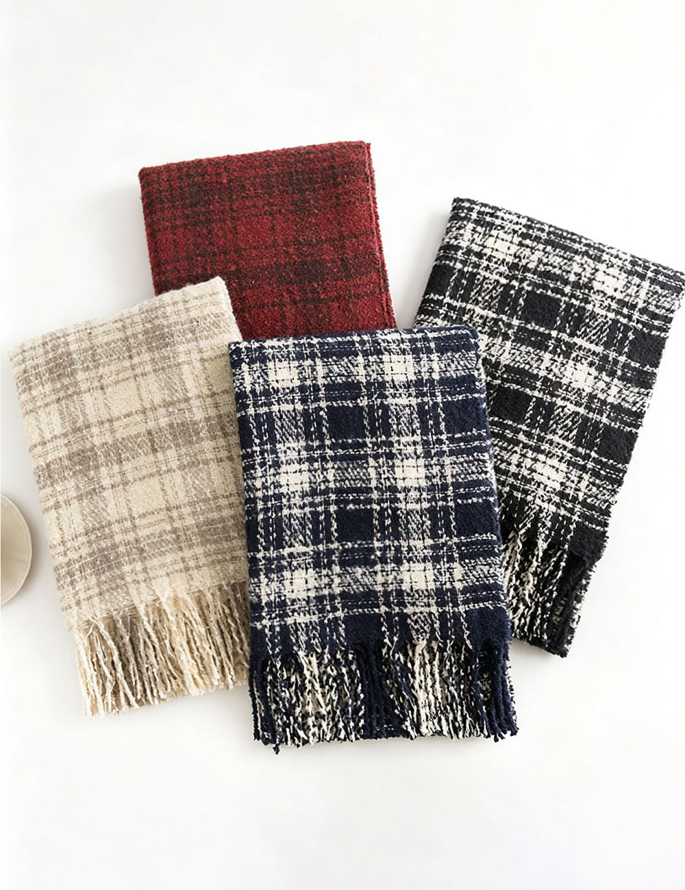Plaid Tassel Scarf - DippedShop Wholesale - #9683