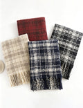 Vintage Soft Plaid Tassel Scarf 6W6NSW289