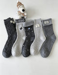 Retro Striped Embroidered Cat Thermal Socks 6W8FSO893