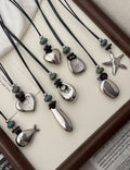 Natural Stones Metal Heart Pendant Necklace 6W6JNC687
