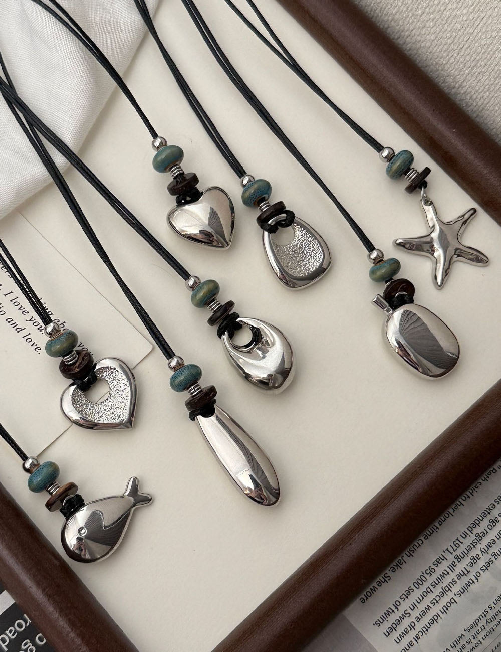 Natural Stones Metal Heart Pendant Necklace 6W6JNC687