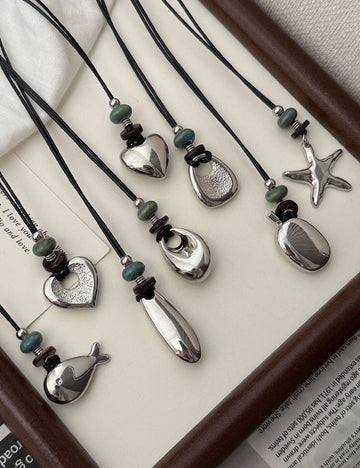 Natural Stones Metal Heart Pendant Necklace 6W6JNC687