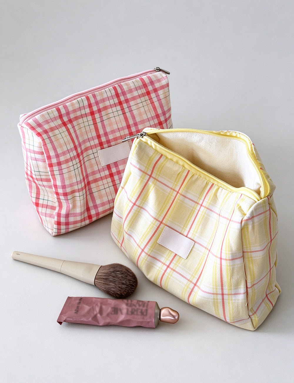 Fresh Plaid Print Large Capacity Cosmetic Bag 6C5CO273