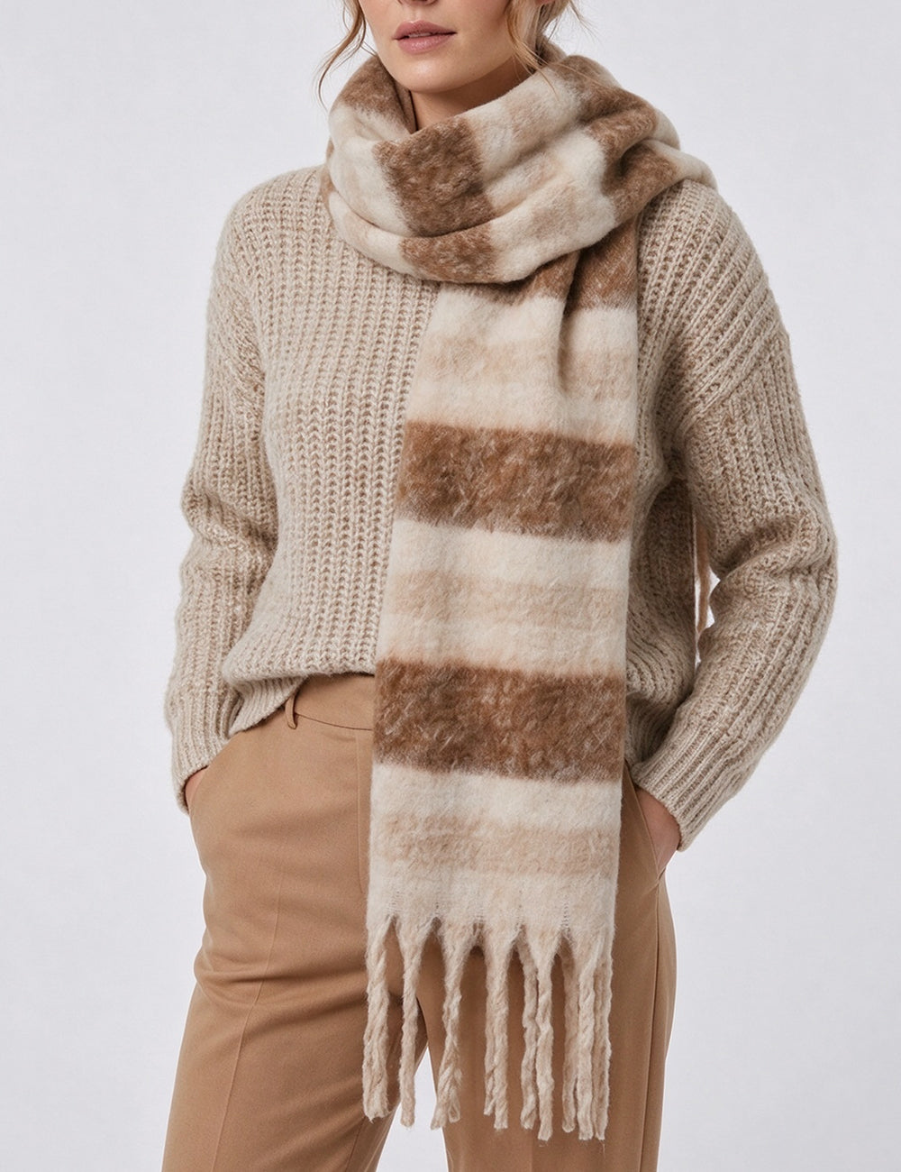 Plush Color Block Scarf - DippedShop Wholesale - #2995