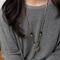 Long Beaded Heart Pendant Necklace - DippedShop Wholesale - #7395