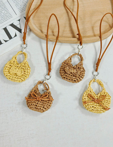 Casual Hand-Crocheted Mini Keychain Bag Charm 6W10BBC349