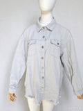Trendy Washed Long Sleeve Frayed Hem Jacket MK2BLW6W1DJK10