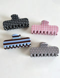 Elegant Plaid Striped Rectangular Hair Claw 6W6HCP1267