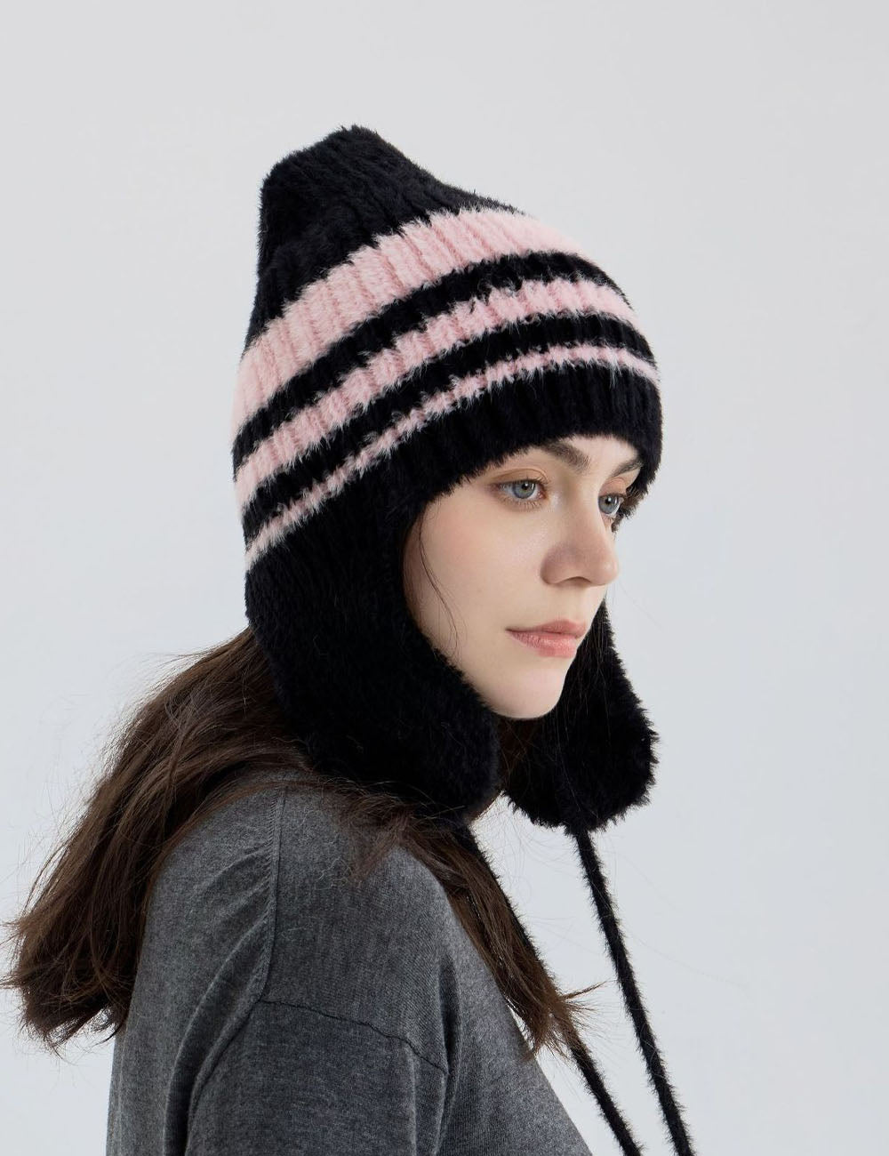 Striped Ear Flap Beanie - DippedShop Wholesale - #1283