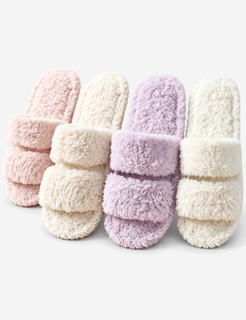 Fuzzy Plush Solid Color Open-Toe Slippers 6W8FSP235