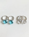 Minimlaist Blue Cube Dangle Hoop Earrings 6W6JER596