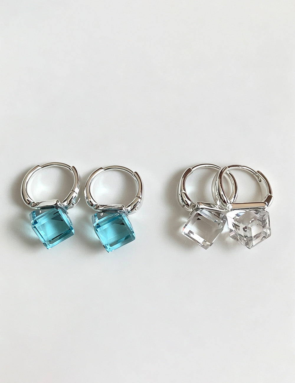 Minimlaist Blue Cube Dangle Hoop Earrings 6W6JER596