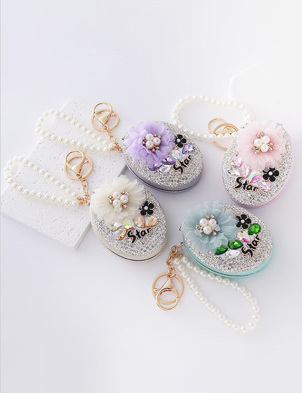 Floral Rhinestone Bag Charm - DippedShop Wholesale - #9347