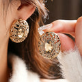 Champagne Rhinestones Oval Stud Earrings 6W6JER791
