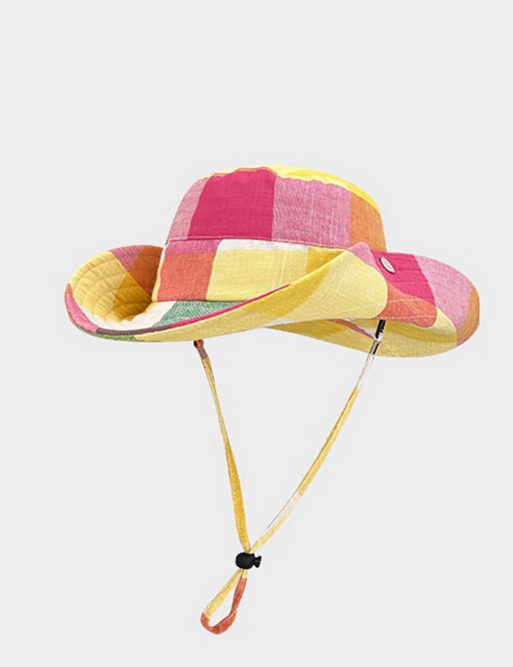 Dopamine Style Colorful Plaid Wide Brim Bucket Hat 6W6HAT601