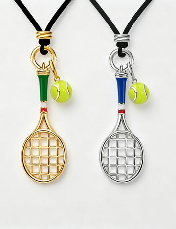 Fashion Sporty Tennis Racket Ball Choker Necklace 6W6JNC391L