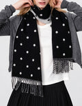 Reversible Polka Dot Fringe Scarf - DippedShop Wholesale - #7539