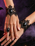 Vintage Gothic Black Lace Bracelet with Finger Ring 6W6JBR447
