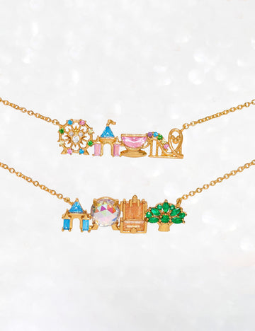 Elegant Gold Plated Ferris Wheel Castle Necklace 6W6JNC645