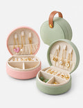 Elegant Half-Moon Travel Jewelry Case with Handle 6W13HSJ111