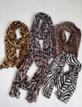Vintage Zebra Leopard Print Long Silk Scarf 6W6NSC226