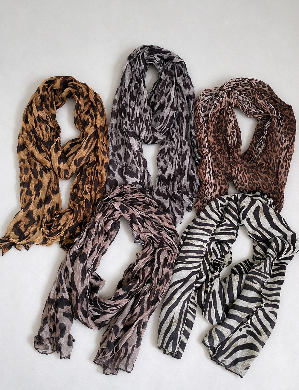 Vintage Zebra Leopard Print Long Silk Scarf 6W6NSC226