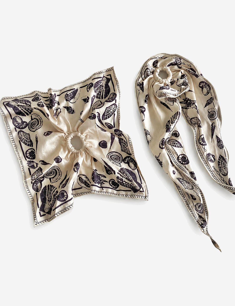 Trendy Shell Print Square Hair Scrunchies 6W6HSR318